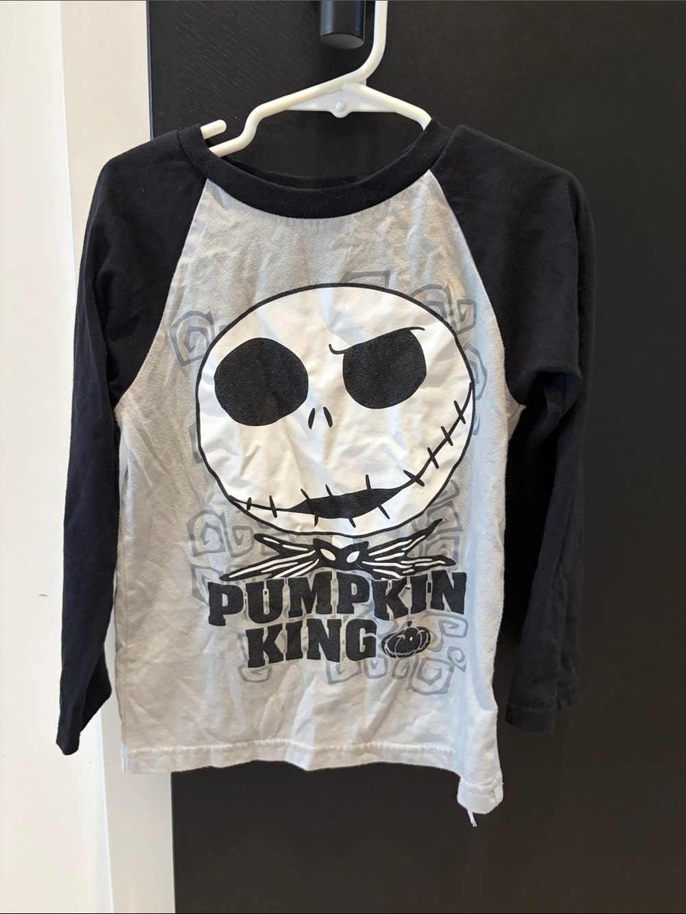 Disney Pumpkin King Long Sleeve Raglan Tee - Black & White